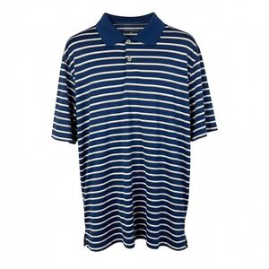 Nike Men’s Navy and White Striped Polo
